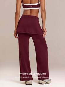GLOWMODE Modest 1PC SoftCalm Modal Easy Shift Silky-Smooth Soft Breathable Adjustable Drawstring Ankle Side Pocket 2-In-1 Wide-Leg Jogger Casual - Purple - View 2
