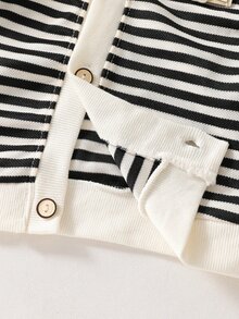 New Boys' Autumn/Winter Korean Style Striped Versatile Jacket, Long Sleeve Top For Toddlers And Young Children - Black - View 7