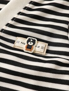 New Boys' Autumn/Winter Korean Style Striped Versatile Jacket, Long Sleeve Top For Toddlers And Young Children - Black - View 5