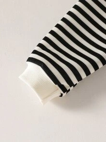 New Boys' Autumn/Winter Korean Style Striped Versatile Jacket, Long Sleeve Top For Toddlers And Young Children - Black - View 3