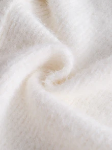 SHEIN 女童素色針織立領荷葉邊休閒秋冬毛衣 - 米色 - 查看 7