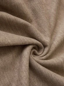 SHEIN Solid Ribbed Mock Neck Short Sleeve Top Lounge Pants Co-Ord Set, Suitable For Autumn, Cute Minimalist Casual And Basic Chic Beige Brunch - Beige - View 6