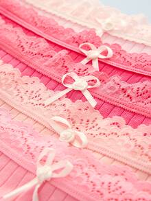 Softvol 7pcs Lace Trim Bow Front Brief Bow Tie - Multicolor - View 8