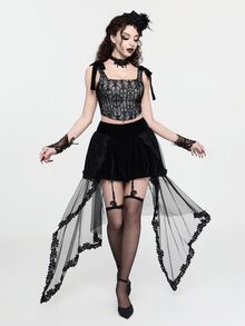 ROMWE Goth Jupe élégante en patchwork de maille pour femmes - Noir - Voir 9
