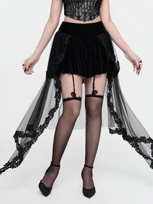 ROMWE Goth Jupe élégante en patchwork de maille pour femmes - Noir - Voir 5