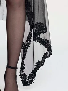 ROMWE Goth Jupe élégante en patchwork de maille pour femmes - Noir - Voir 8