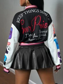 Slaydiva Casual Oversized Street Style Women Long Sleeve Jacket In Fall/Winter - Black - View 5