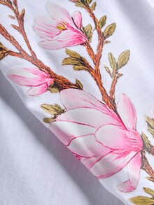 PAVTROS Men's Street Style Hot-Selling INS Matching Pink Floral Decor Print Raglan Sleeve Design Daily Wear Boyfriend Husband Gift Anniversary Gift White T-Shirt - White - View 5