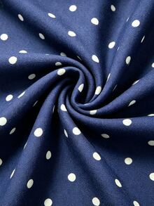 Cévolie Navy Blue Polka Dot Polka Dot Print Knot Front Short Dress Everyday Date Everyday Summer Cute French - Navy Blue - View 7