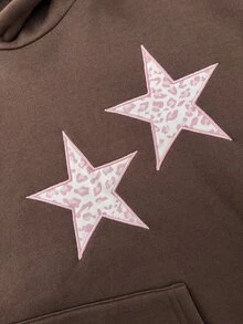 Tween Girls Leopard Print & Star Pattern Colorblock Sweatshirt - Brown - View 6