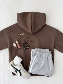 Tween Girls Leopard Print & Star Pattern Colorblock Sweatshirt - Brown - View 2