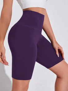 SHEIN BASICS 1件女款寬腰運動單車短褲 夏季款 - 黑色 - 查看 9