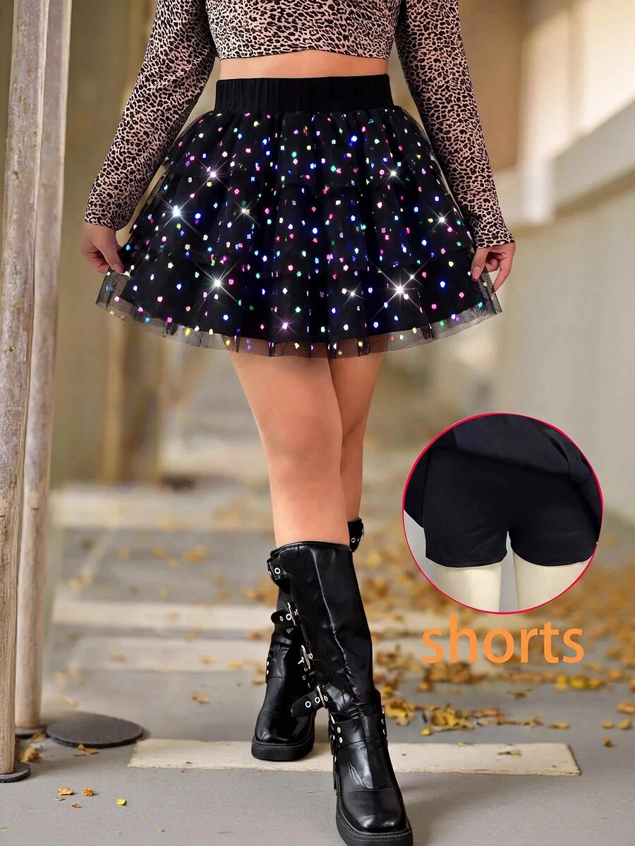 SHEIN 女童小女孩黑色夏季公主蛋糕裙 - 黑色 - 查看 1