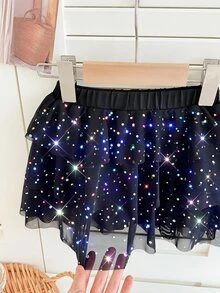 SHEIN 女童小女孩黑色夏季公主蛋糕裙 - 黑色 - 查看 4