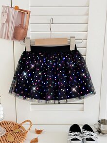 SHEIN 女童小女孩黑色夏季公主蛋糕裙 - 黑色 - 查看 3