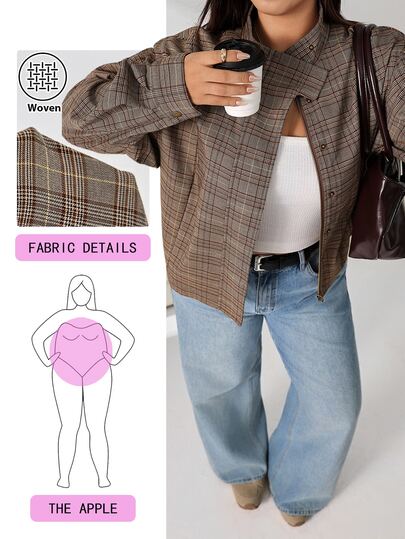 Solflare Plus Size Autumn Casual Plaid Jacket Fall Office