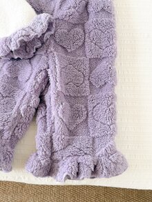 SHEIN 女嬰對比色喇叭袖單排扣上衣與長褲家居服套裝 - 彩色 - 查看 3