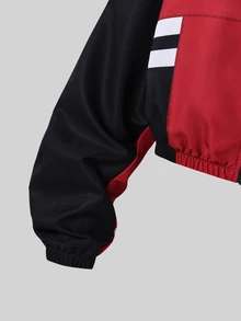 SHEIN Teen Girls T-Shirt Co-Ords, Teenager Black & Red Patchwork Label Set, Fall Winter, Casual, Pants, Neck, Sleeve, Round, Print, Outfit, Streetwear, Leg - Multicolor - View 7