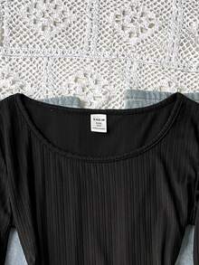 Tween Girl Casual Daily Versatile Comfortable T-Shirt - Black and White - View 3