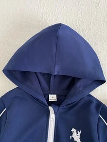 SHEIN 男孩連帽衫與運動衫套裝 - 藏蓝色 - 查看 7