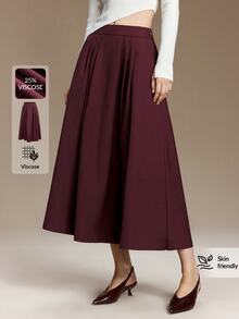 Ontre Women Skirts Modern Urban Fashion Business Casual Office Wear, Low-Key Old Money Style Elegant Commuter, Comfortable Versatile Airport Wear Women's - Burgundy - View 6