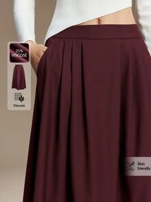 Ontre Women Skirts Modern Urban Fashion Business Casual Office Wear, Low-Key Old Money Style Elegant Commuter, Comfortable Versatile Airport Wear Women's - Burgundy - View 4