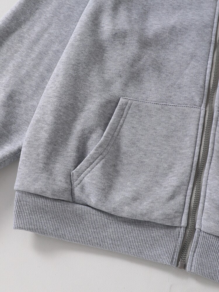 Chaqueta sudadera abierta estilo coreano holgada regular versátil casual para adolescente chica vuelta al colegio - Gris - Añade 5