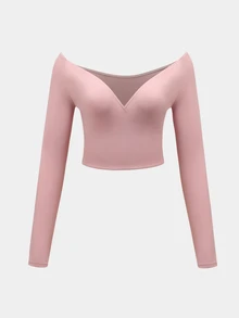SHEIN Sports Women Sports Tees Tanks Gym Workout Dusty Pink Sporty - Dusty Pink - View 9