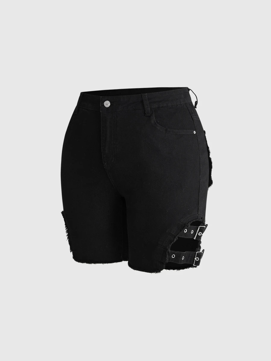 ROMWE Grunge Punk Minimalist Goth Casual Streetwear Frayed Hem Lace-Up ...