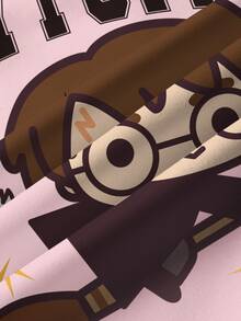 HARRY POTTER X SHEIN Tween Girl Autumn/Winter Cartoon Print Fleece Sweatshirt - White - View 6