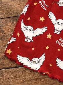 HARRY POTTER X SHEIN Tween Girl Printed Camisole Top And Shorts Loungewear - Red - View 8