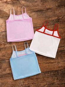 HARRY POTTER X SHEIN 3 Stücke Set süße Camisole mit großem Muster für Kleine Mädchen - Pink - Übersicht 2