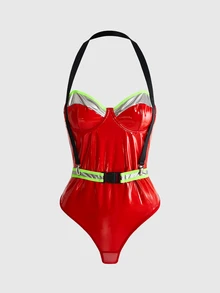 ROMWE Anime Halloween Sexy Firefighter Costume For Women, 3 Pieces - Multicolor - View 2