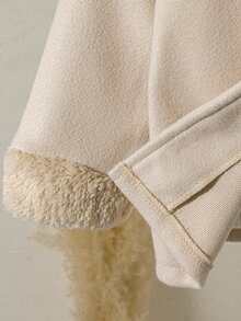 SHEIN Playful Pals 女嬰秋冬鈕扣拼接連帽時尚百搭長袖新款毛呢大衣 - 棕色 - 查看 5