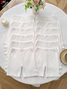 Tween Girl Multi-Pack Solid Color Knit Cycling Leggings 3pcs RANDOM - White - View 7