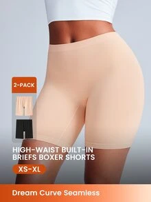 LUVLETTE 2-Pack Ultra-Fine Yarn High-Elastic Seamless Long Boy Shorts  Basic Lingerie As Outerwear - Multicolor - View 1