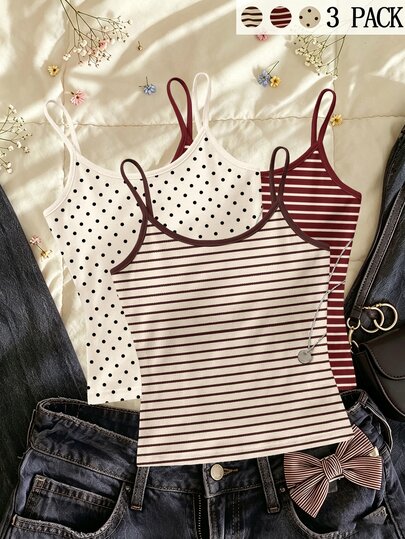 Bộ 3 áo camisole ôm dáng casual cho nữ teen, màu vintage Maillard gồm nâu cacao + yến mạch + hạt dẻ, phù hợp xuân hè thu đông, đi làm hàng ngày, hẹn hò, tiệc tùng, đi biển, lễ tốt nghiệp, thời trang, dạo phố, thanh lịch, du lịch, Y2K