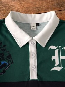 HARRY POTTER X SHEIN Men's Colorblock Patchwork Polo Shirt - Multicolor - View 4