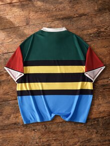 HARRY POTTER X SHEIN Men's Colorblock Patchwork Polo Shirt - Multicolor - View 2