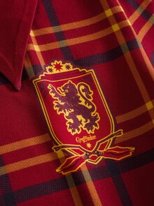 HARRY POTTER X SHEIN Tween Girl Plaid Pleated Casual Daily Outing Dress - Red - View 5