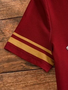 HARRY POTTER X SHEIN 青少年女孩卡通印花短袖洋裝 - 紅色 - 查看 6