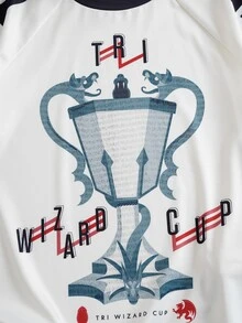 HARRY POTTER X SHEIN Tween Boy Crew Neck Trophy Graphic Short Sleeve T-Shirt And Shorts Casual Daily Set - White - View 5