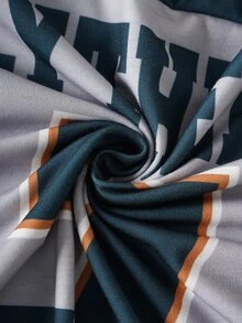 HARRY POTTER X SHEIN Men's Letter Print Contrast Color V-Neck Short Sleeve T-Shirt - Army Green - View 7