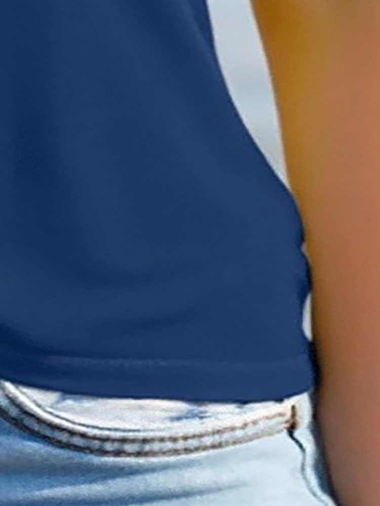 Women's Casual Fairycore Open Shoulder Short Sleeve T-Shirt,Star,Moon Butterfly Geometric Pattern,Navy Blue And White,Summer,Boho,Holiday,Vacation - Blue - View 3