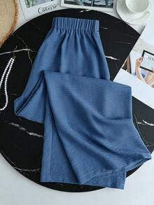Franclia New Embroidered Cinched Waist Women's Long Pants, Spring/Summer - Blue - View 2
