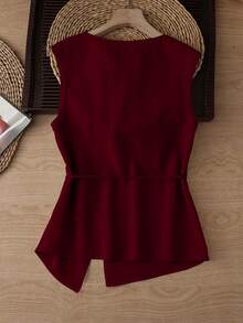 Franclia New Arrival Sleeveless Unique Design Tank Top For Women, Spring/Summer - Burgundy - View 2
