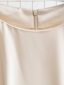 Franclia Women's Solid Color Pleated Short Sleeve Elegant Waist Cinched Midi Dress - Apricot - View 6