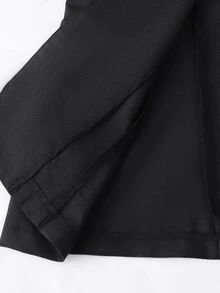 Franclia 3/4 Sleeve Linen Blazer With Notched Lapel And Cinched Waist, Office/Commuter Wear - Black - View 6