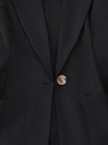 Franclia 3/4 Sleeve Linen Blazer With Notched Lapel And Cinched Waist, Office/Commuter Wear - Black - View 9