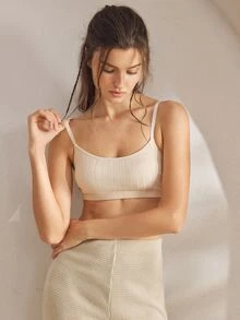 Ocili Women's Comfortable Cotton Rib Knit Bra - Khaki - View 2